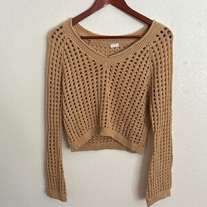 Tan Knit Women's Sweater (gold sparkle)